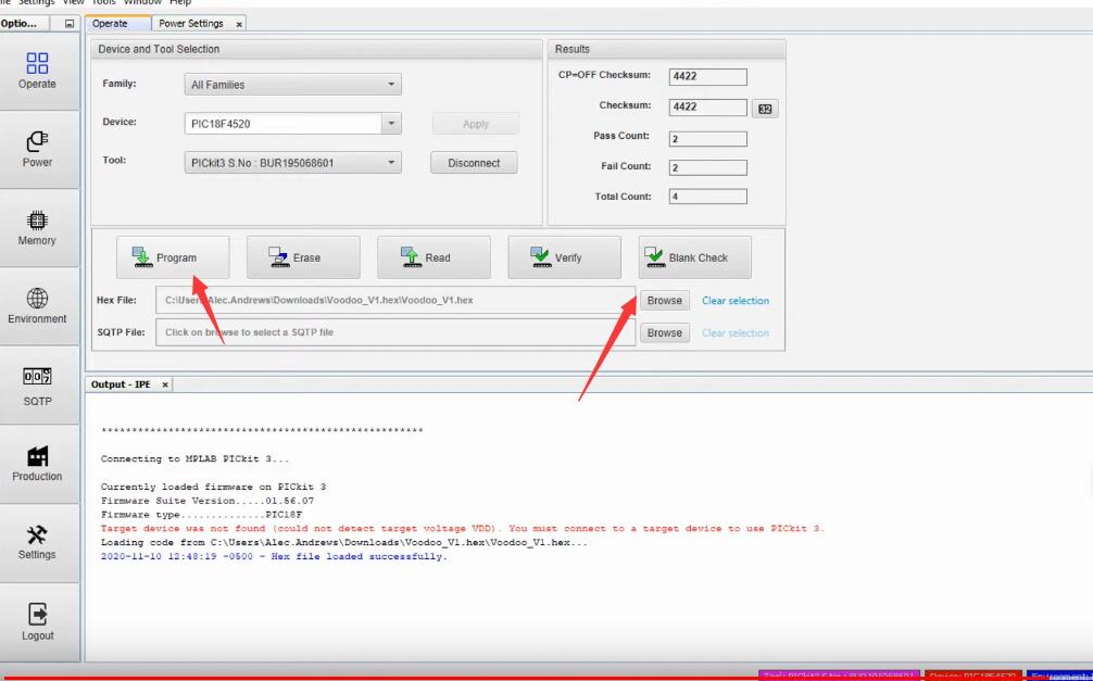 How to Use PICKit 3 with MPLAB IPE to Program PIC18F4520 Chip (4)