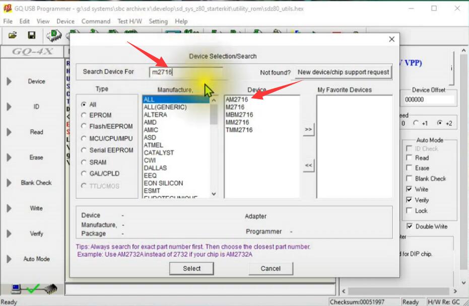 AM2716 Chip Programming by GQ-4X Programmer (1)