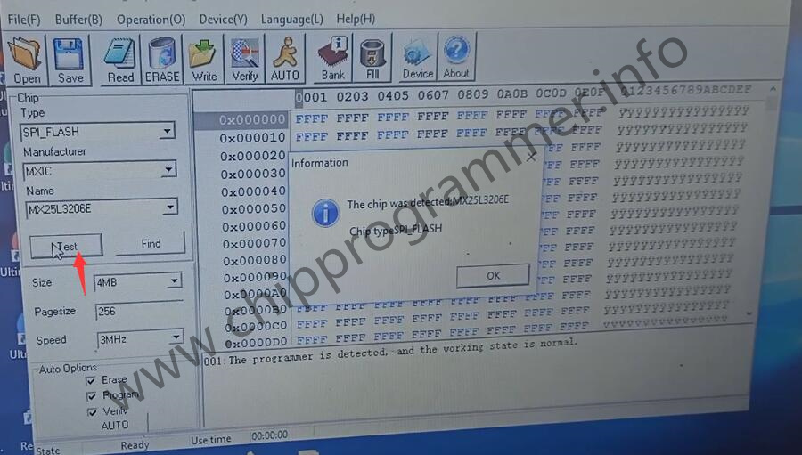 How to Use EZP2019 Programmer Write MX25L3206E Chip (3)