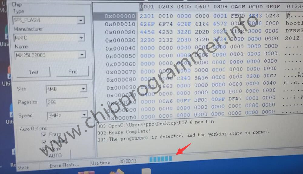How to Use EZP2019 Programmer Write MX25L3206E Chip (7)