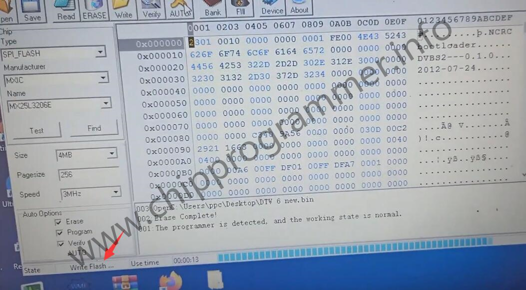How to Use EZP2019 Programmer Write MX25L3206E Chip (8)