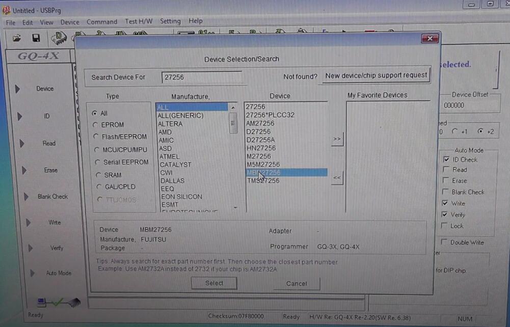 How to Use GQ-4X Programmer to Program MBM27256 Chip (2)