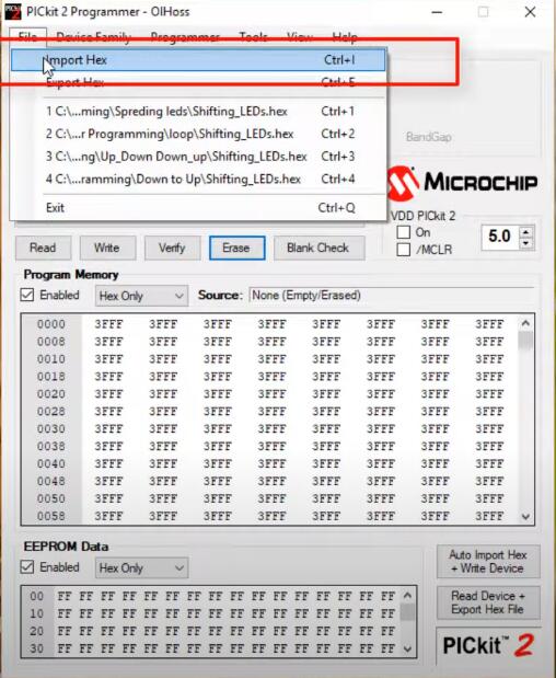 PIC16F877A Chip ReadWrite by PICkit23 Programmer (6)